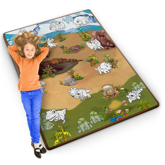 Ritininis vaikų spalvinimo kilimėlis Ricokids su flomasteriais 120x90 cm lavinamasis EVA putplasčio žaidimų kilimas vaikų kambariui
