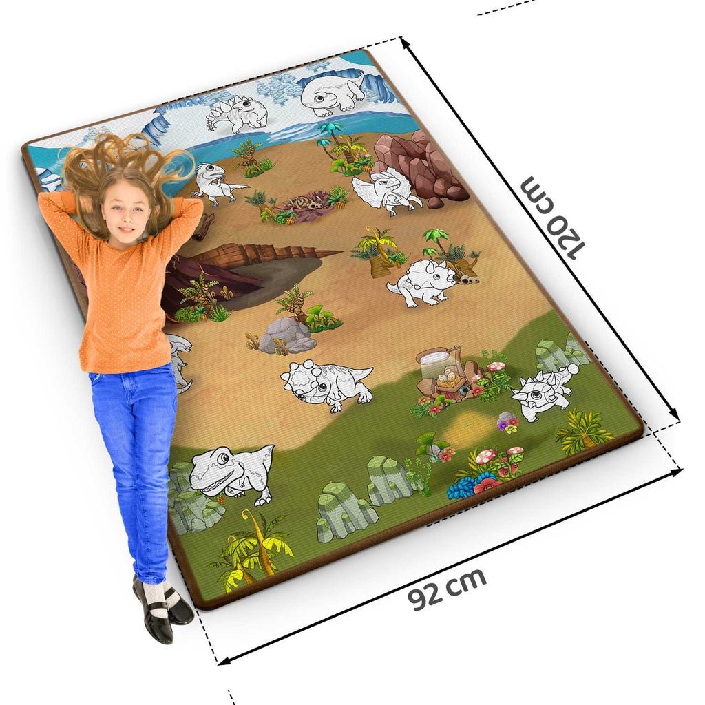 Spalvinimo kilimėlis vaikams Ricokids RK-344 120x90 cm su flomasteriais edukacinis EVA putplasčio žaidimų kilimėlis vaikų kambariui