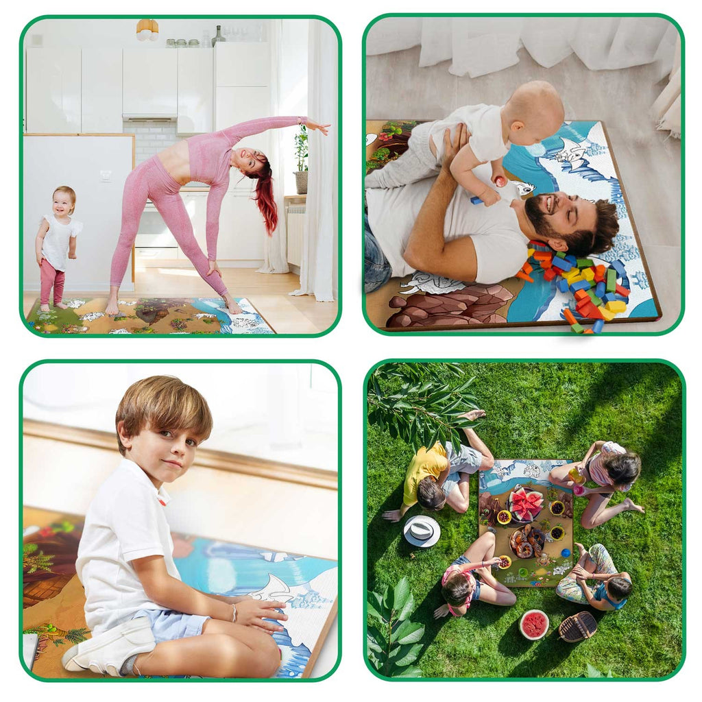 Spalvinimo kilimėlis vaikams Ricokids RK-344 120x90 cm su flomasteriais edukacinis EVA putplasčio kilimas žaidimams ir kūrybai