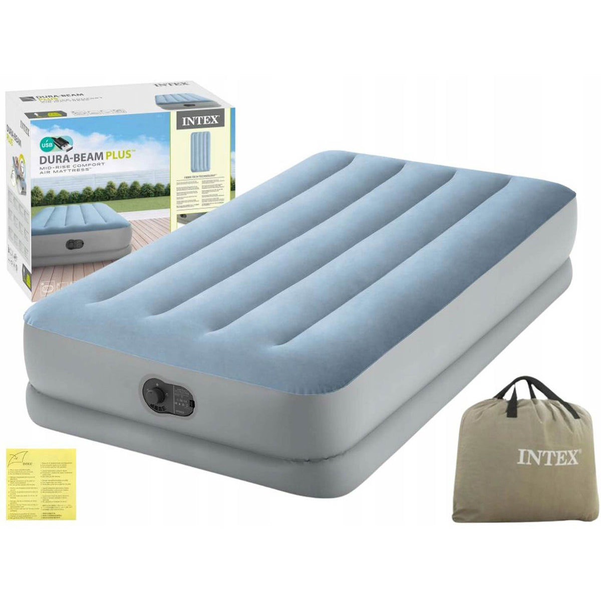 Pripučiamas čiužinys su USB pompa Intex, 191 × 99 × 36 cm