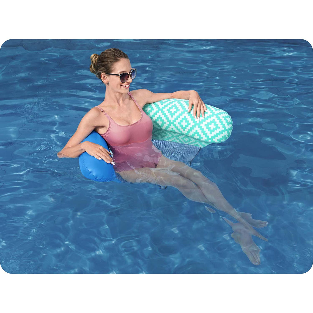 Bestway Comfort Plush pripučiamas plaukimo čiužinys paplūdimiui baseinui ežerui 145x87 cm patogus ir stilingas vasaros poilsiui