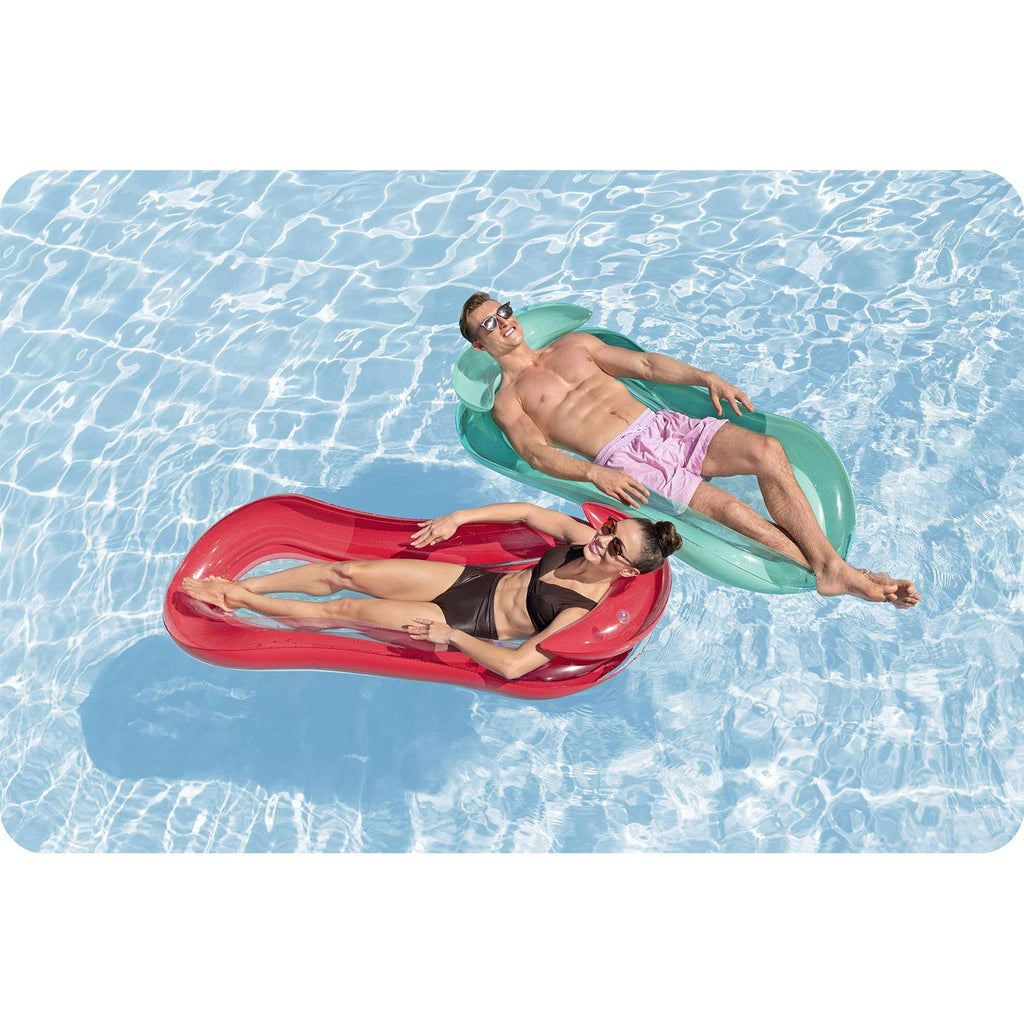 Bestway raudonas pripučiamas plaukimo čiužinys su atlošu 160x84 cm baseinui ežerui paplūdimiui