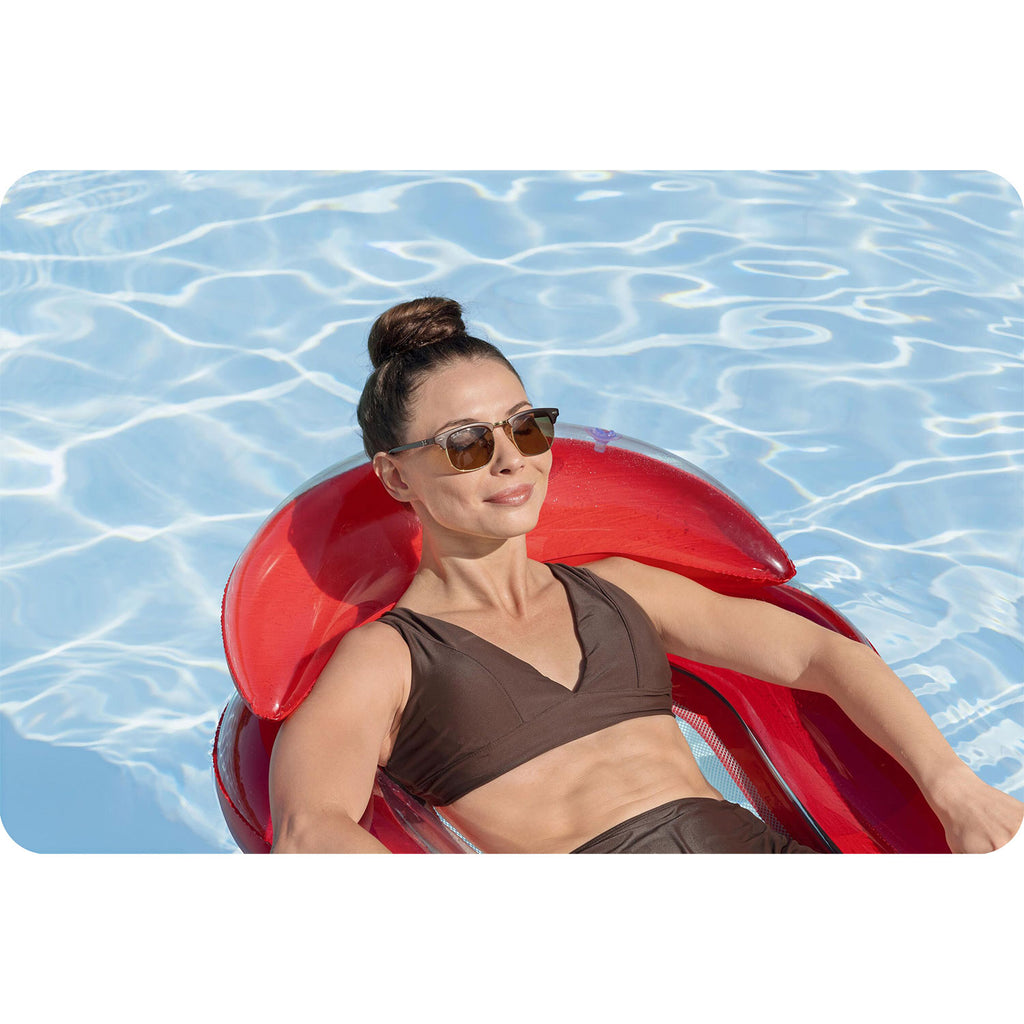 Bestway raudonas pripučiamas plaukimo čiužinys su atlošu 160x84 cm poilsiui baseine ar ežere
