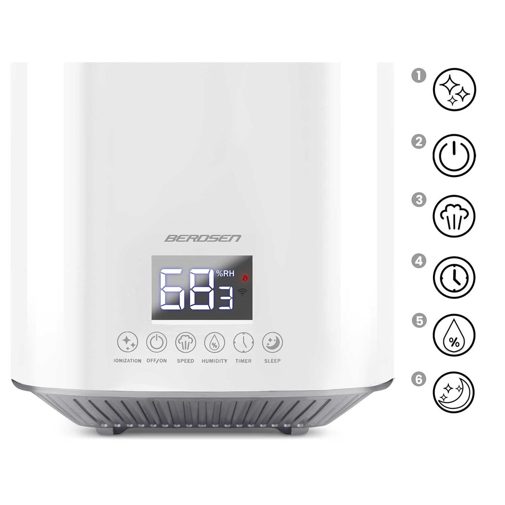 Baltas Berdsen BD-502 ultragarsinis oro drėkintuvas su jonizacija ir aromaterapija 2.6 l talpa