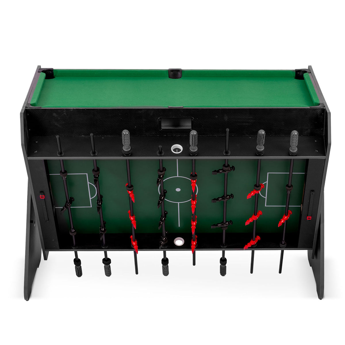 Besisukantis 3 in 1 žaidimų stalas biliardui oro rituliui ir stalo futbolui su pilnu priedų komplektu