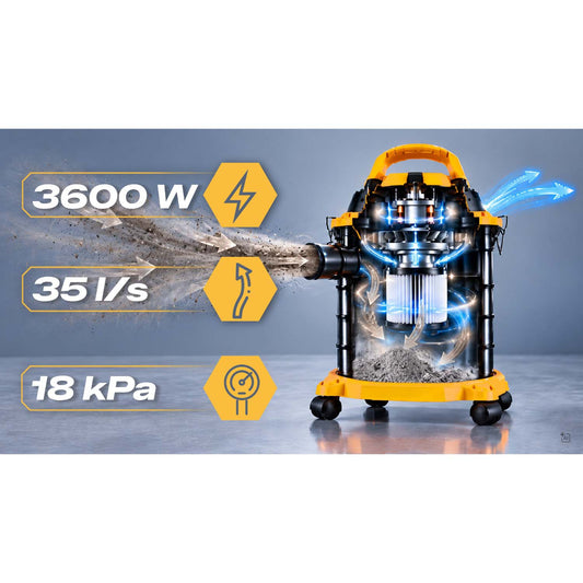 Pramoninis dulkių siurblys Humberg, 20 l, 1600 W, su 2000 W įrankio lizdu