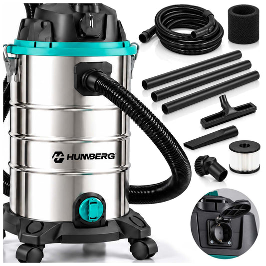 Pramoninis dulkių siurblys be maišelio Humberg, 30 l, 1600 W, su 2000 W įrankio lizdu