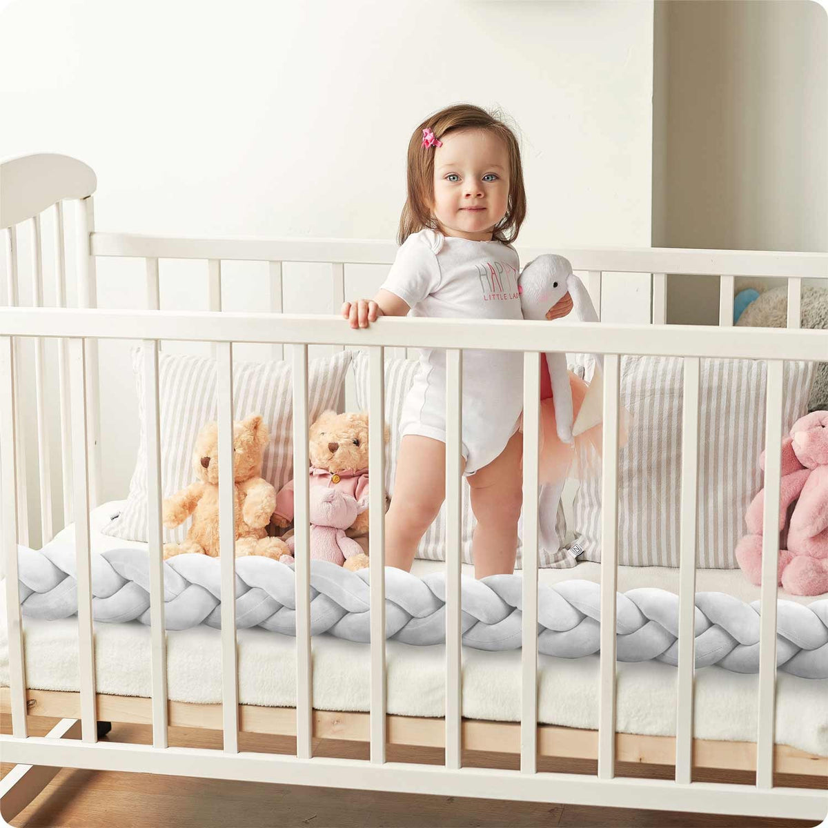 Pilkas Ricokids lovytės buferis kūdikiams 3 m ilgio apsauga nuo sutrenkimų ir skersvėjo