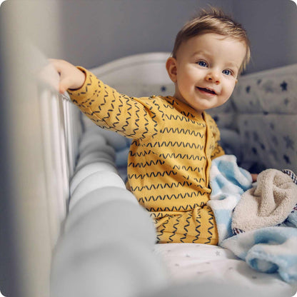 Pilkas Ricokids vaikiškos lovytės buferis 3 m ilgio naujagimių saugumui ir komfortui