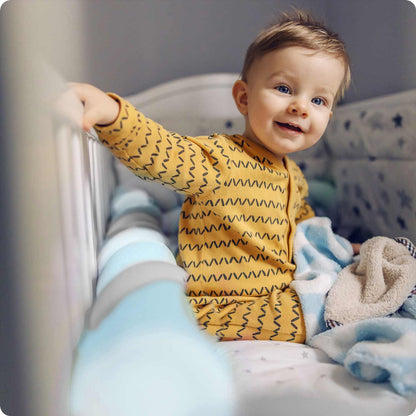 Ricokids vaikiškos lovytės apsaugėlė 3 m mėlynai pilka minkštas hipoalerginis antčiužinis kūdikiui