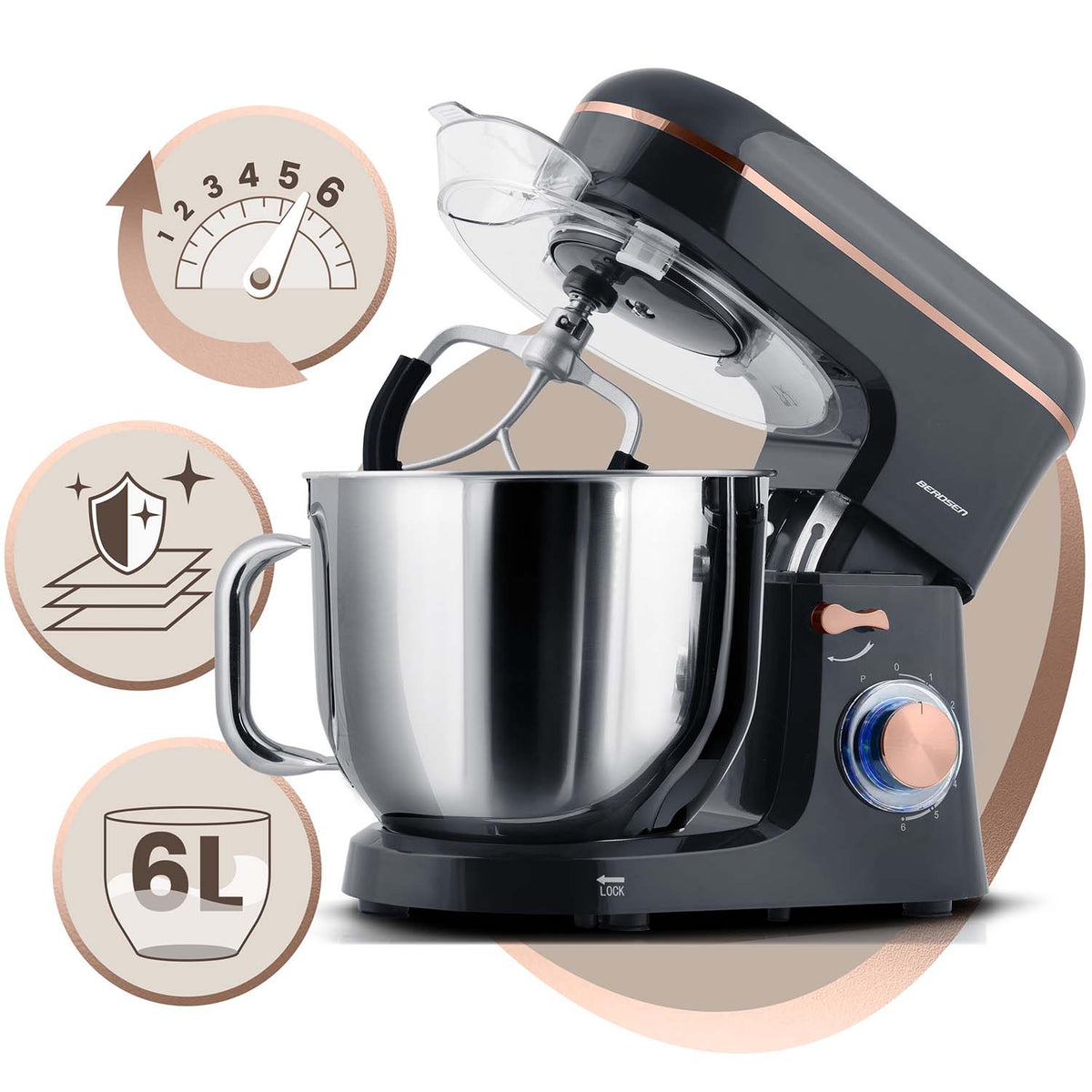 Planetarinis virtuvinis kombainas Berdsen, 3 viename, 6 l, 1400 W