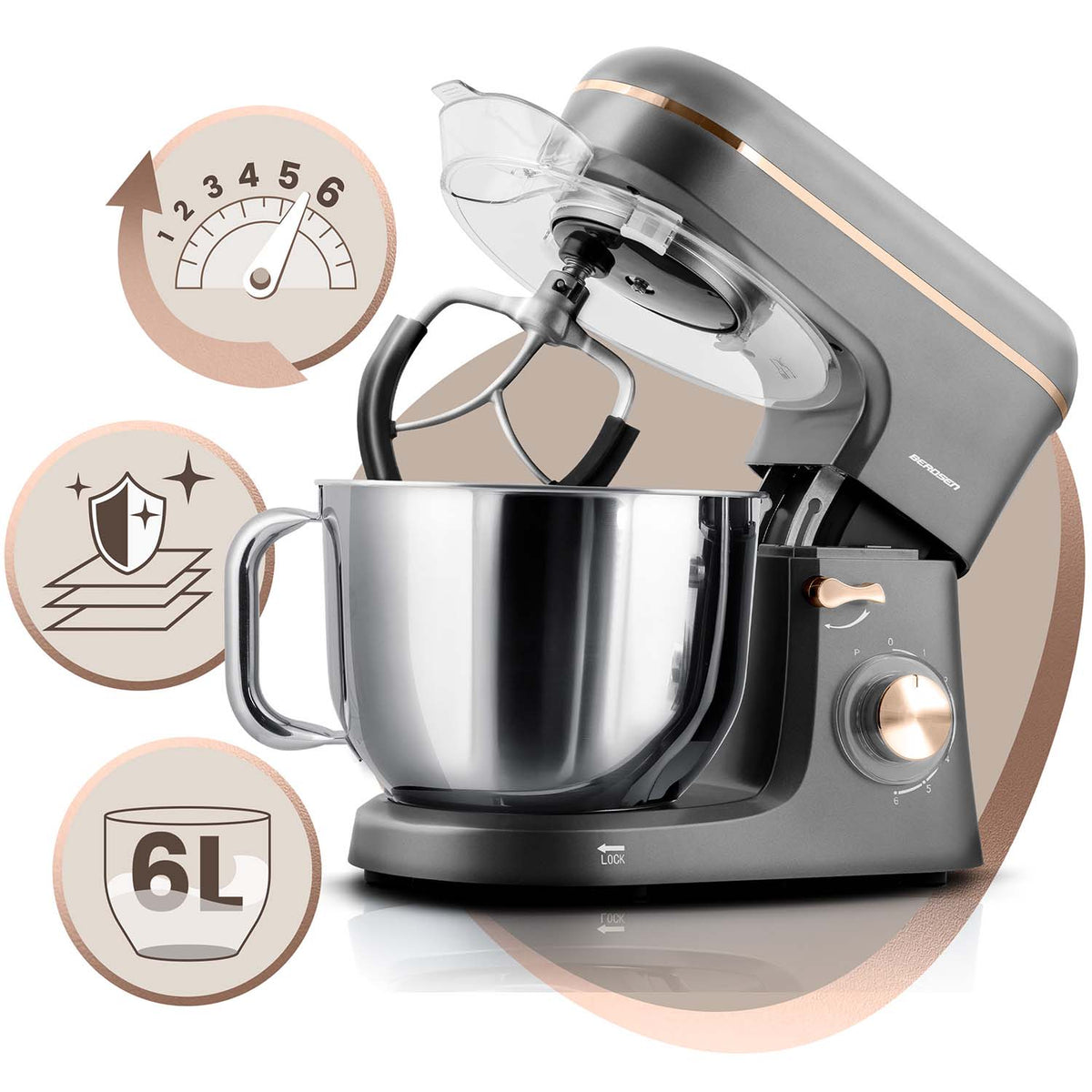 Planetarinis virtuvinis kombainas Berdsen, 3 viename, 6 l, 1400 W