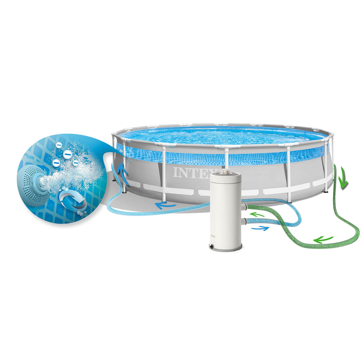 Sodo baseino filtravimo siurblys 3785 l/h su H tipo kasetiniu filtru ir Hydro Aeration technologija
