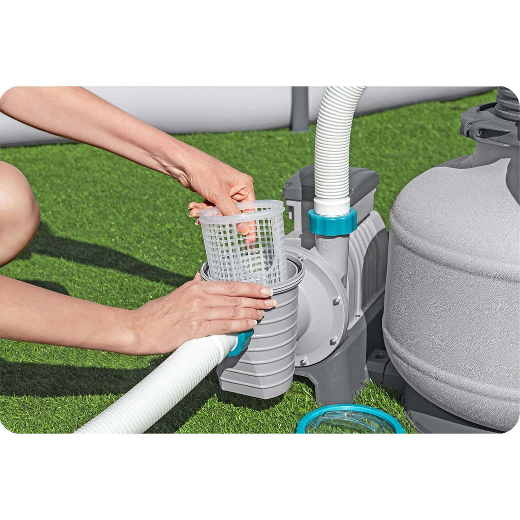 Bestway baseino smėlio siurblys 11355 l/h su filtravimo rutuliukais vandens filtravimui ir valymui