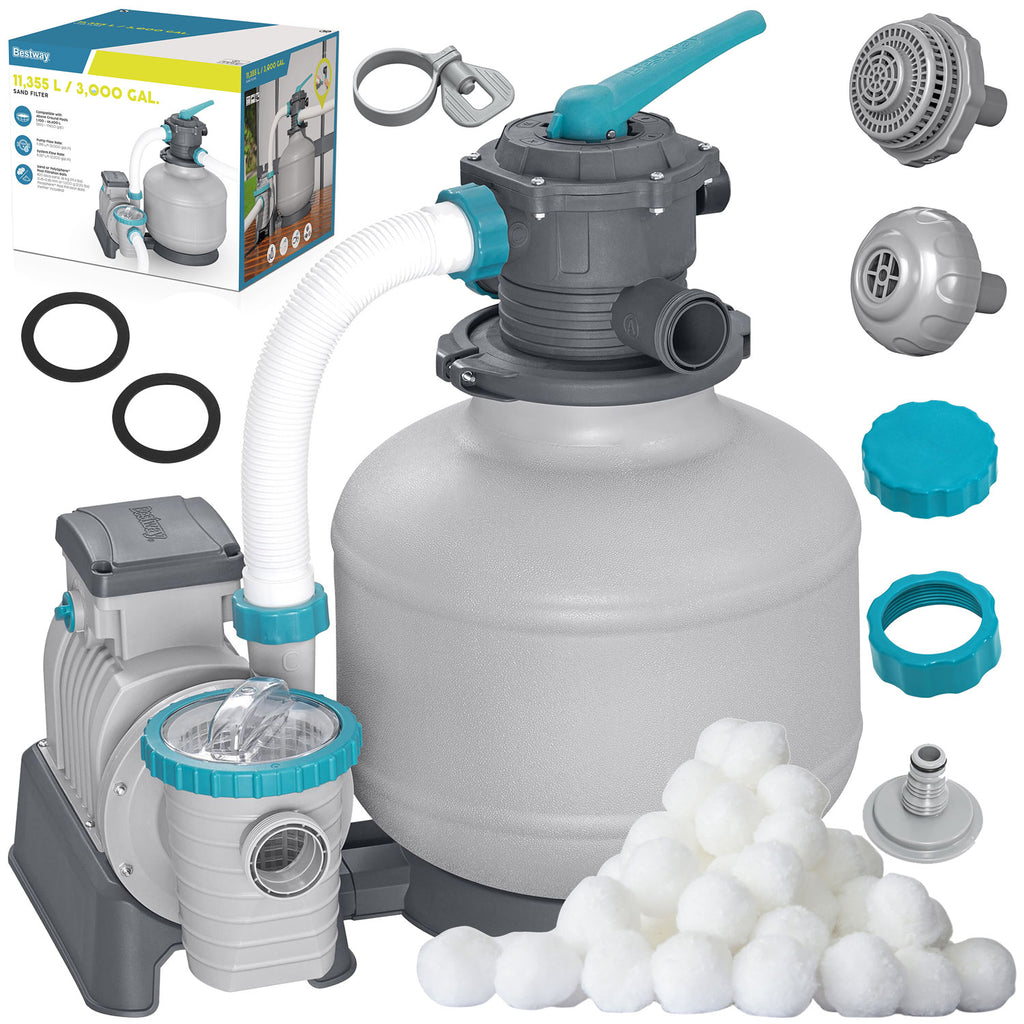Bestway 11355 l/h smėlio filtro siurblys baseinui su filtravimo rutuliukais