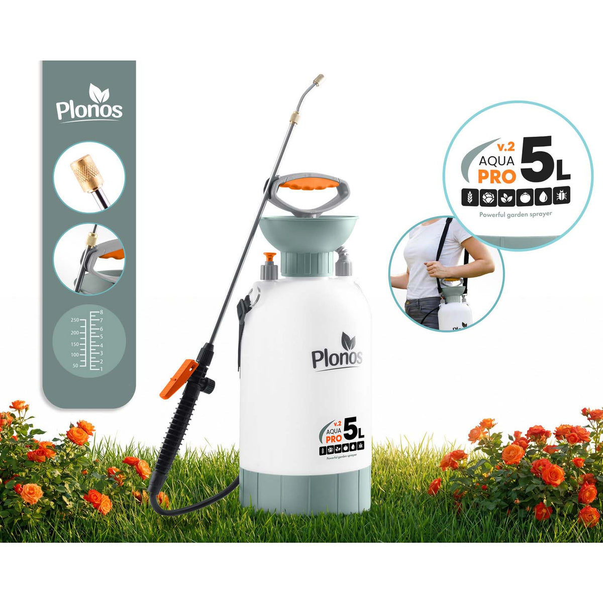 Rankinis slėginis purkštuvas Plonos Aqua Pro, 5 l
