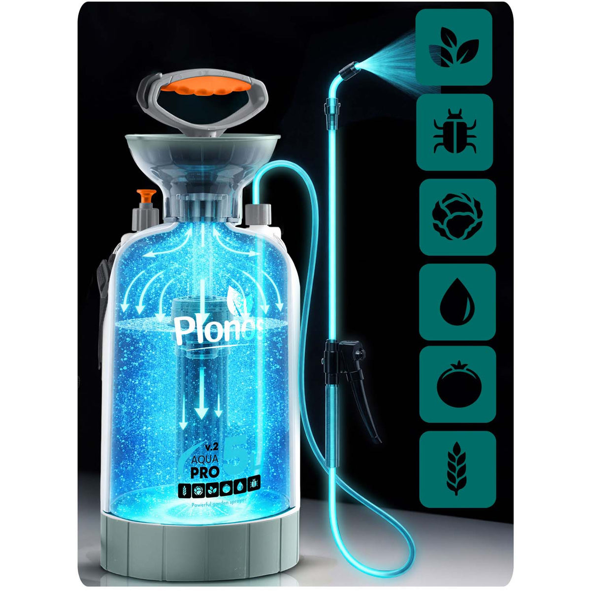 Rankinis slėginis purkštuvas Plonos Aqua Pro, 5 l
