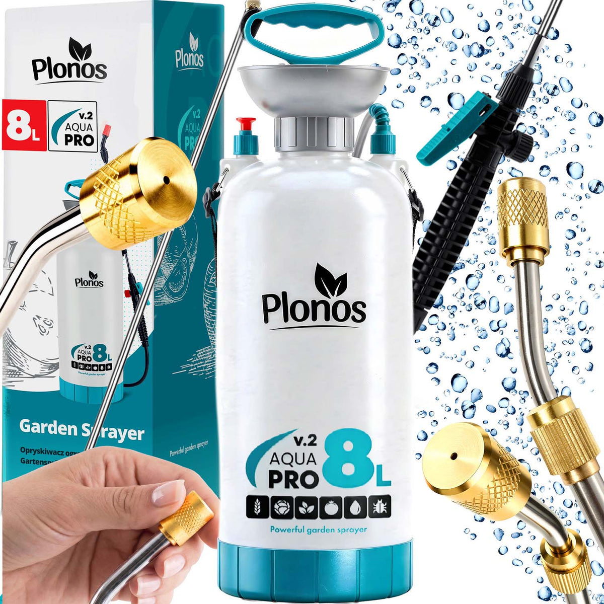 Rankinis slėginis purkštuvas Plonos Aqua Pro, 8 l