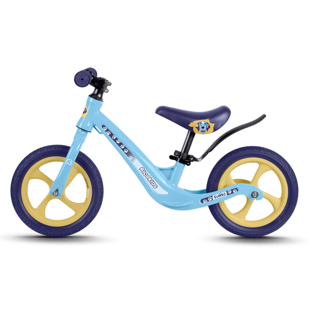 Ricokids FUNNU balansinis dviratis vaikams nuo 2 metų su reguliuojamu vairu ir sėdyne ryškaus dizaino stabilus ir lengvas dviratukas mokytis pusiausvyros