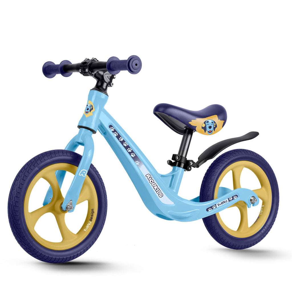Ricokids FUNNU balansinis dviratis vaikams nuo 2 metų su reguliuojama sėdyne ir neslystančiomis padangomis