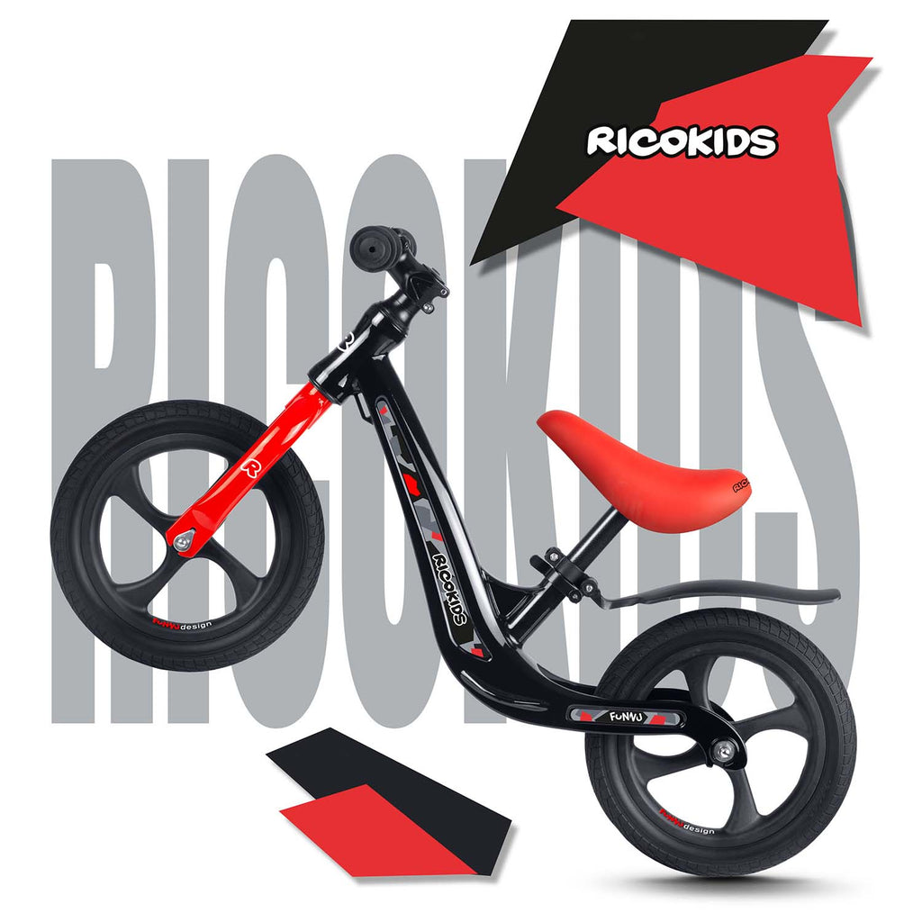 Vaikiškas balansinis dviratis Ricokids FUNNU be pedalų nuo 2 metų vaikams lavinantis pusiausvyrą ir koordinaciją