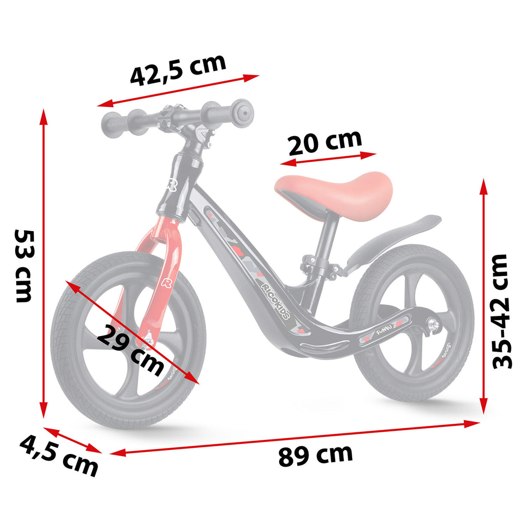Ricokids FUNNU vaikiškas balansinis dviratis be pedalų nuo 2 metų vaikams lavinantis pusiausvyrą ir koordinaciją