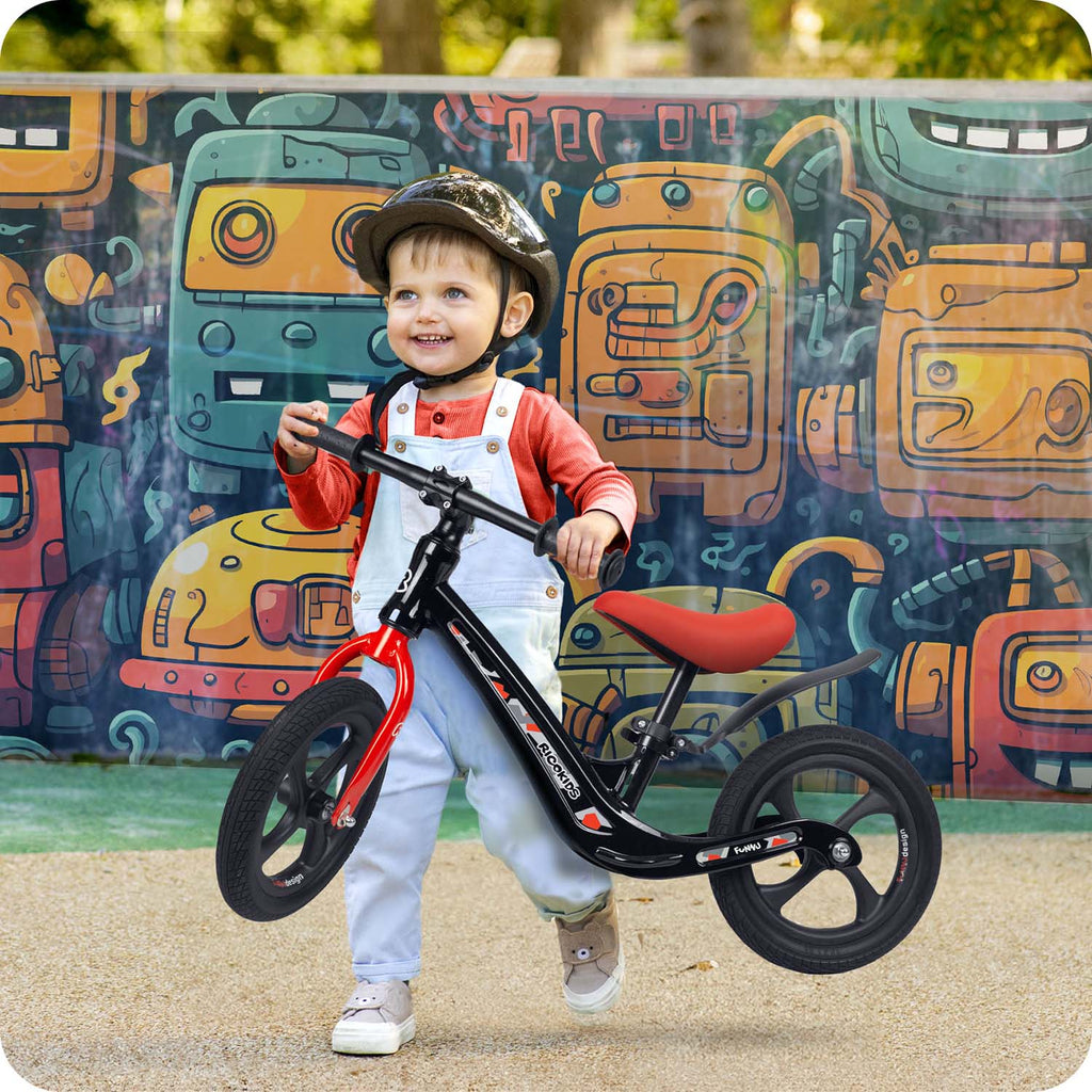 Ricokids FUNNU balansinis dviratis vaikams nuo 2 metų lavinantis pusiausvyrą su EVA ratais ir reguliuojama sėdyne