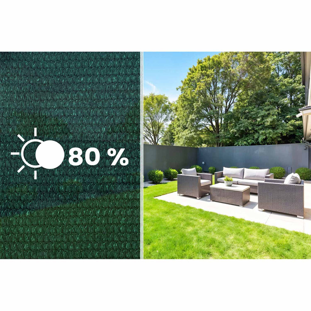 Šešėlių tinklas 1.5x50 m su 50 spaustukų tvorai terasai sodui UV atsparus 110 g/m2