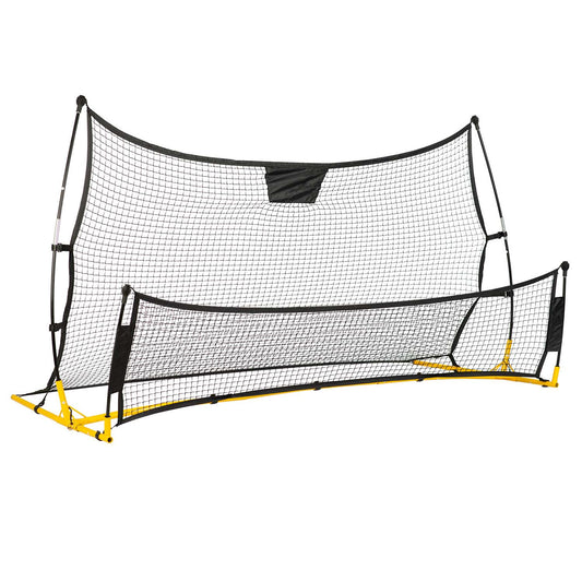 Dvipusis futbolo treniruoklis Neo-Sport 210x120 cm su plieniniu rėmu ir PE tinklu lauko treniruotėms