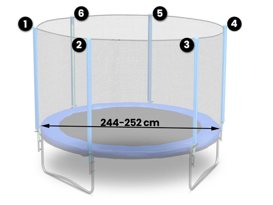 Batuto apsauginis tinklas 252 cm 8 ft 6 stulpų batutui lauko naudojimui