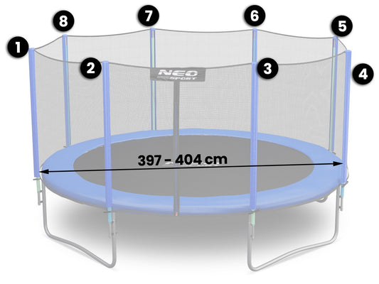 Neosport batuto apsauginis tinklas 404 cm 13ft 8 stulpų batutui lauko naudojimui