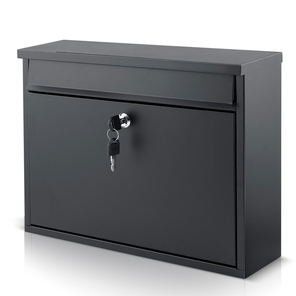 Antracito spalvos pašto dėžutė 37,5x30,5x12 cm su užraktu ir langeliu laiškams HUMBERG HM-860 iš galvanizuoto plieno