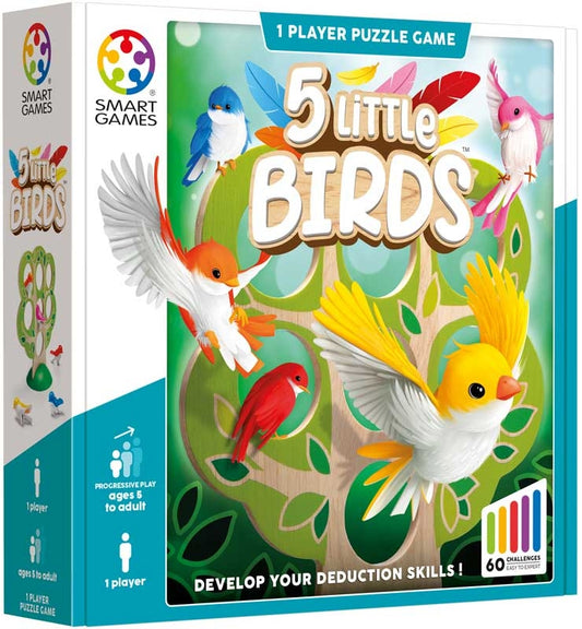 Loginis stalo žaidimas vaikams nuo 5 metų su 5 spalvingais paukšteliais SMART GAMES 5 maži paukšteliai lavinantis mąstymą ir dedukcinius gebėjimus
