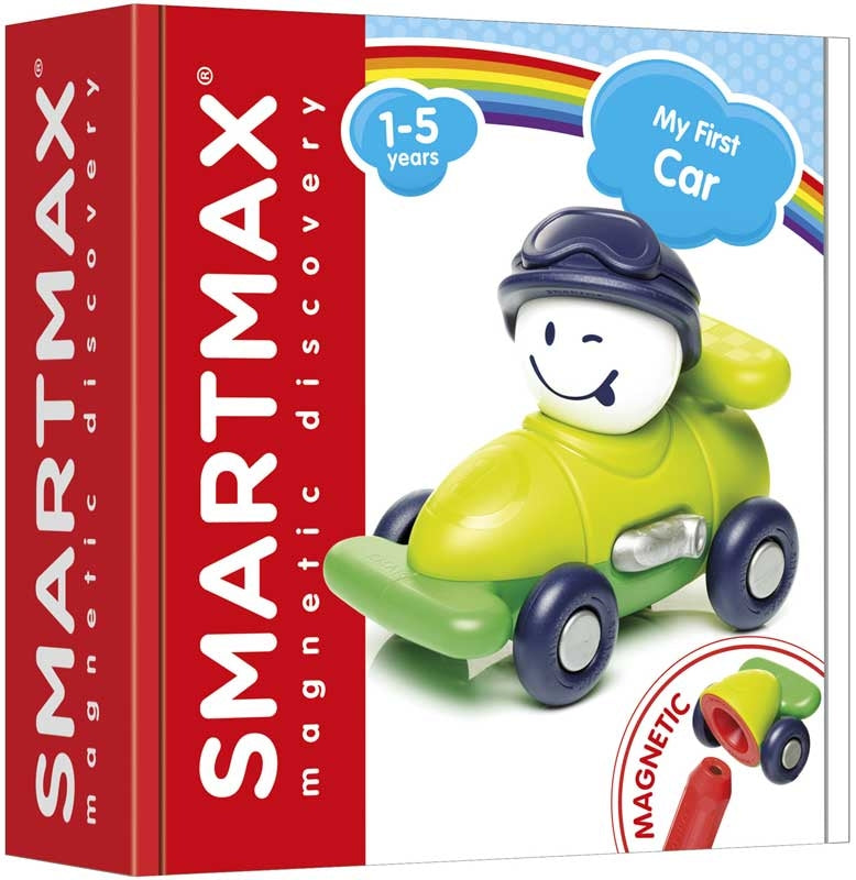SMARTMAX mano pirmoji mašina magnetinis konstruktorius vaikams nuo 1 metų lavinamasis žaislas su spalvotomis detalėmis