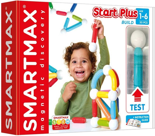 SMARTMAX pradinis rinkinys PLUS 30 detalių vaikams lavinamasis magnetinis konstruktorius nuo 1 metų edukacinis STEM žaislas