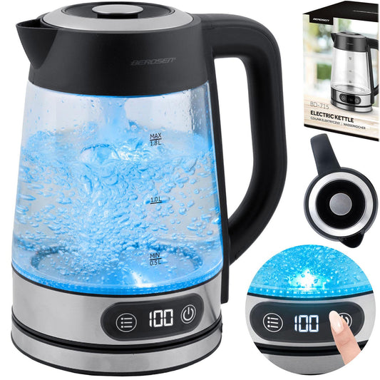 Stiklinis elektrinis virdulys Berdsen, 1,8 l, 2200 W