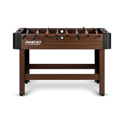Stalo futbolo stalas Neosport 118x61x79 cm šeimos ir draugų pramogoms tvirtas MDF korpusas reguliuojamos kojelės chromuoti strypai