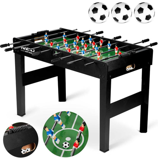 Didelis stalo futbolo stalas Neo-Sport 118x61x79 cm vaikams ir suaugusiems namams žaidimams su 22 figūrėlėmis ir 3 kamuoliukais