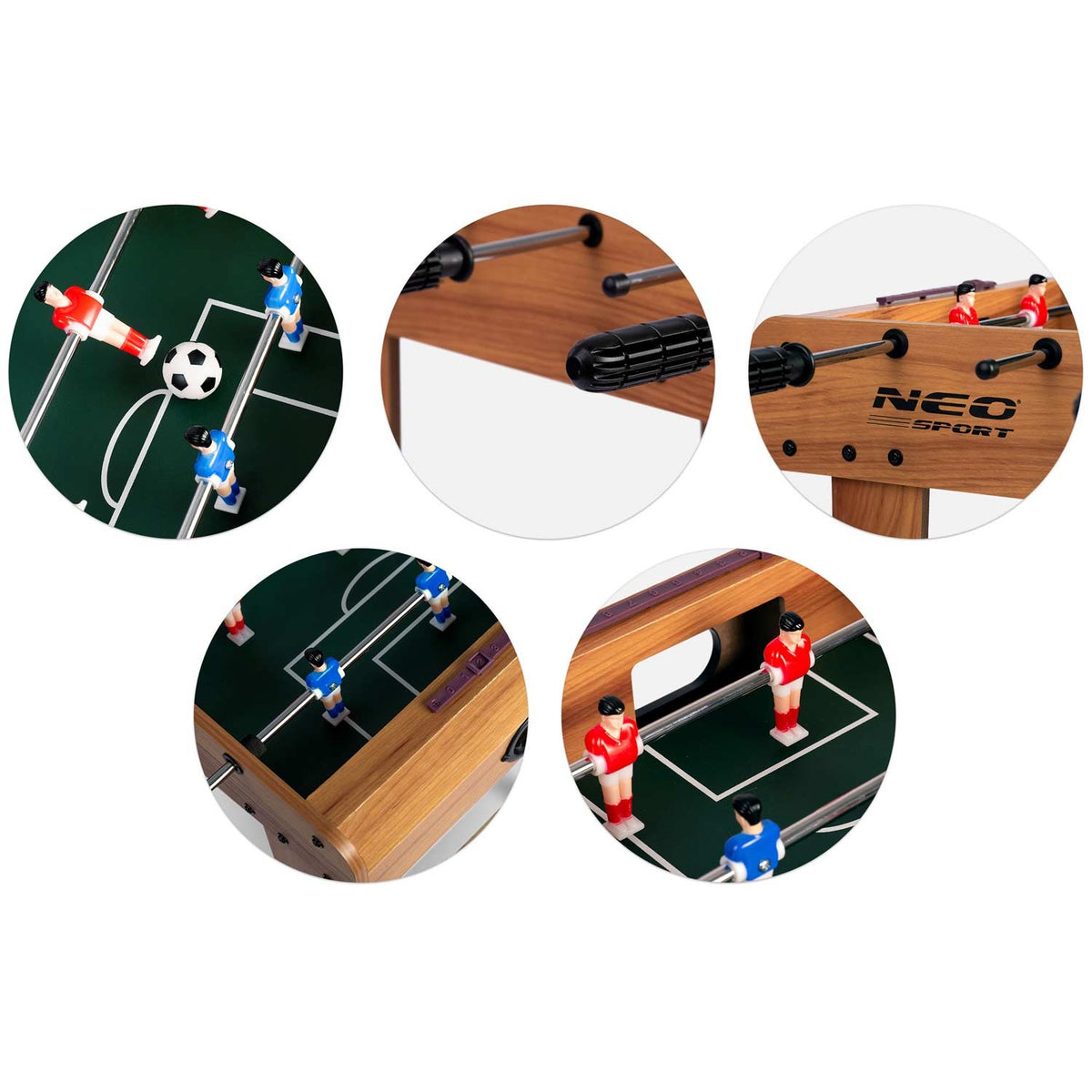 Medinis Neosport futbolo stalas vaikams ir suaugusiems 70x37x62 cm aktyviam laisvalaikiui namuose