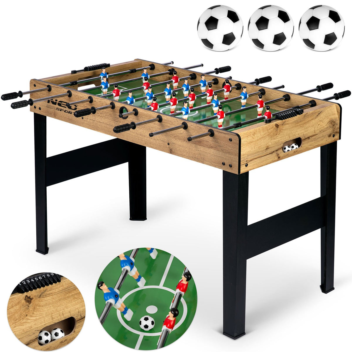 Didelis stalo futbolo stalas NeoSport namams vaikams ir suaugusiems 118x61x79 cm