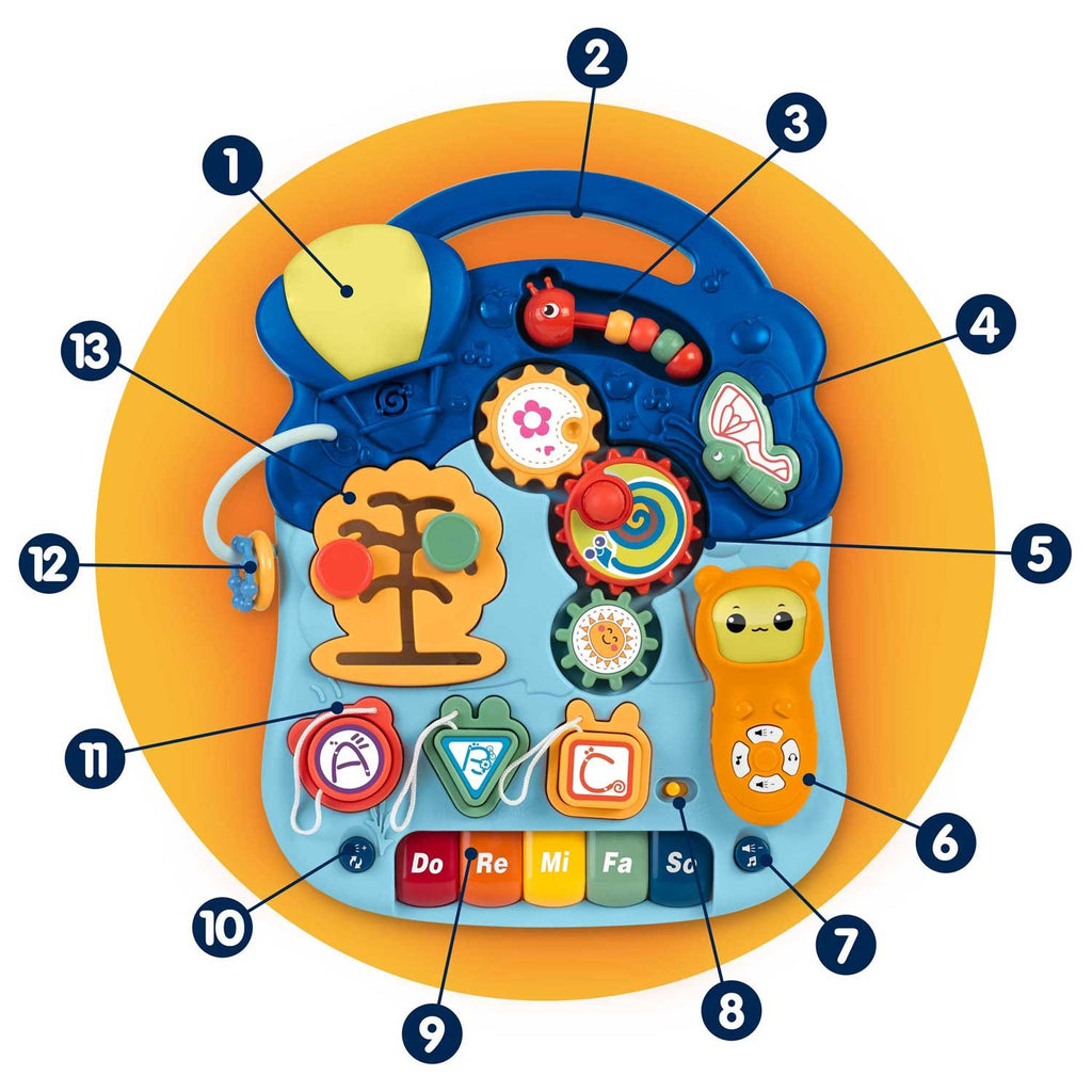 Ricokids mokomasis stalas vaikams 5 viename mėlynas edukacinis žaislas nuo 12 mėnesių interaktyvus lavinamasis centras