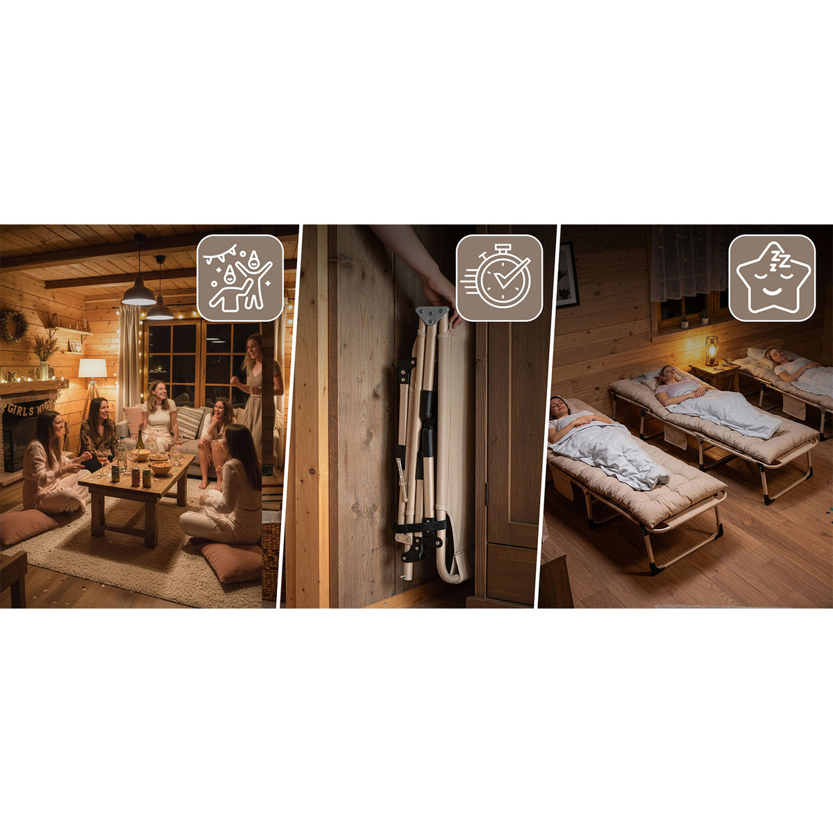 Sulankstoma turistinė lova-gultas Sofotel ChillWell Dream, smėlio spalvos