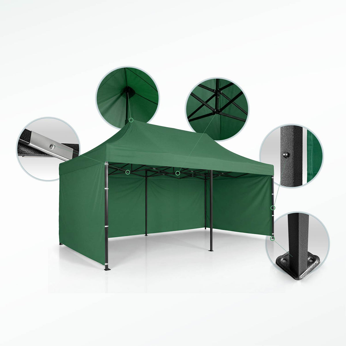 Sulankstomas sodo paviljonas Plonos, 3 × 6 m, 3 sienos, žalias