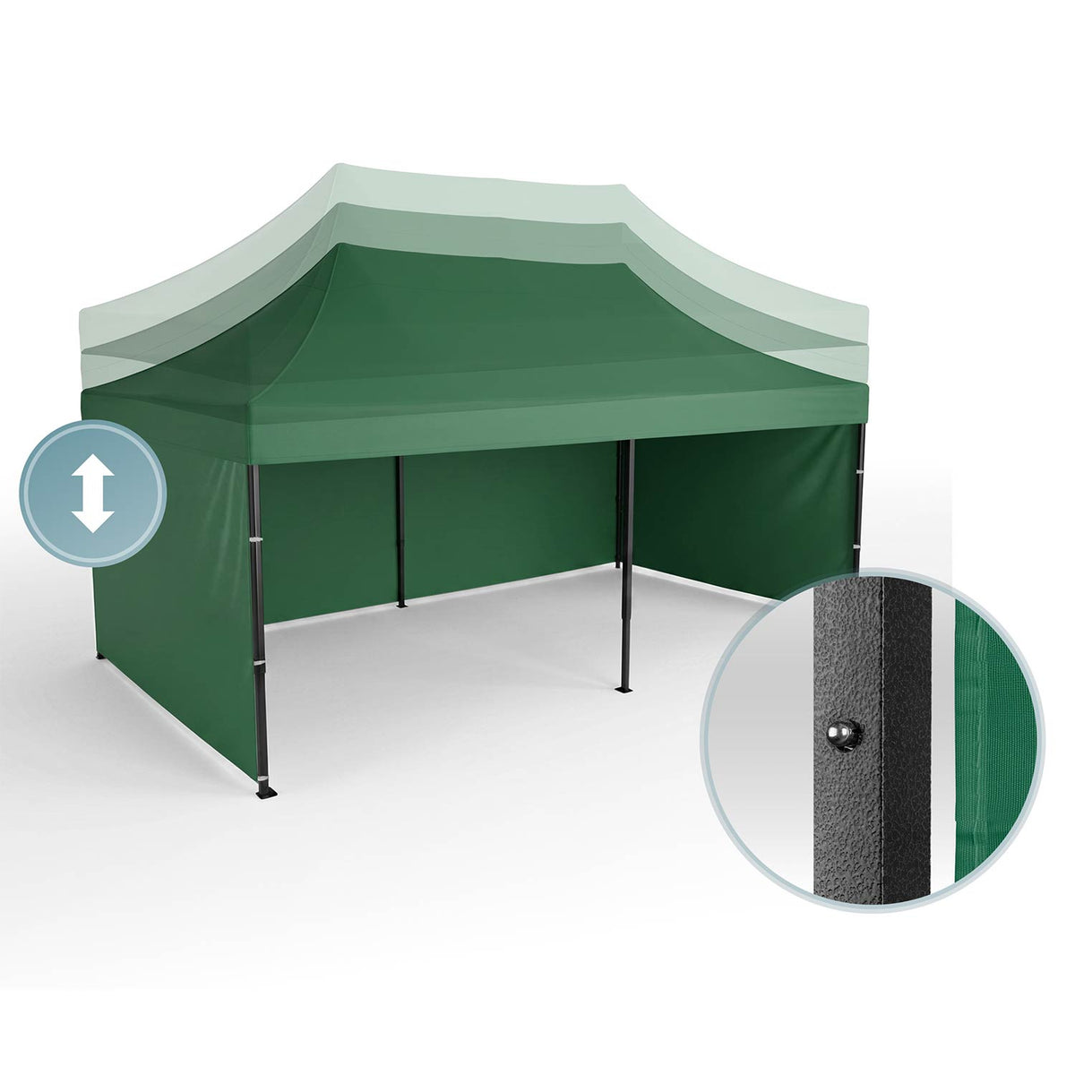 Sulankstomas sodo paviljonas Plonos, 3 × 6 m, 3 sienos, žalias