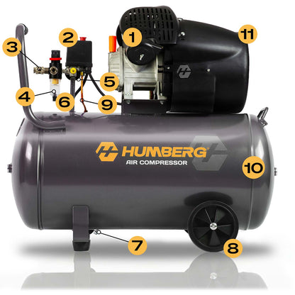 Tepalinis oro kompresorius Humberg, 100 l, 8 bar