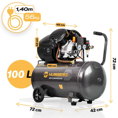 Tepalinis oro kompresorius Humberg, 100 l, 8 bar