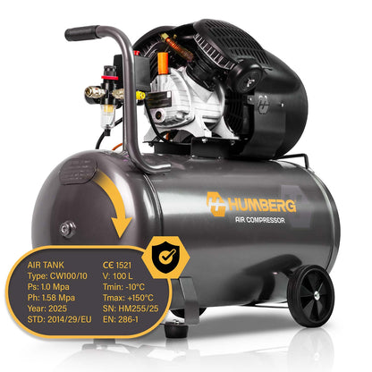 Tepalinis oro kompresorius Humberg, 100 l, 8 bar