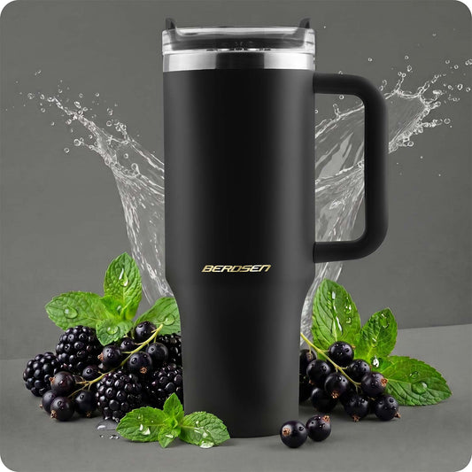 Termopuodelis su šiaudeliu Berdsen, 1180 ml, juodas