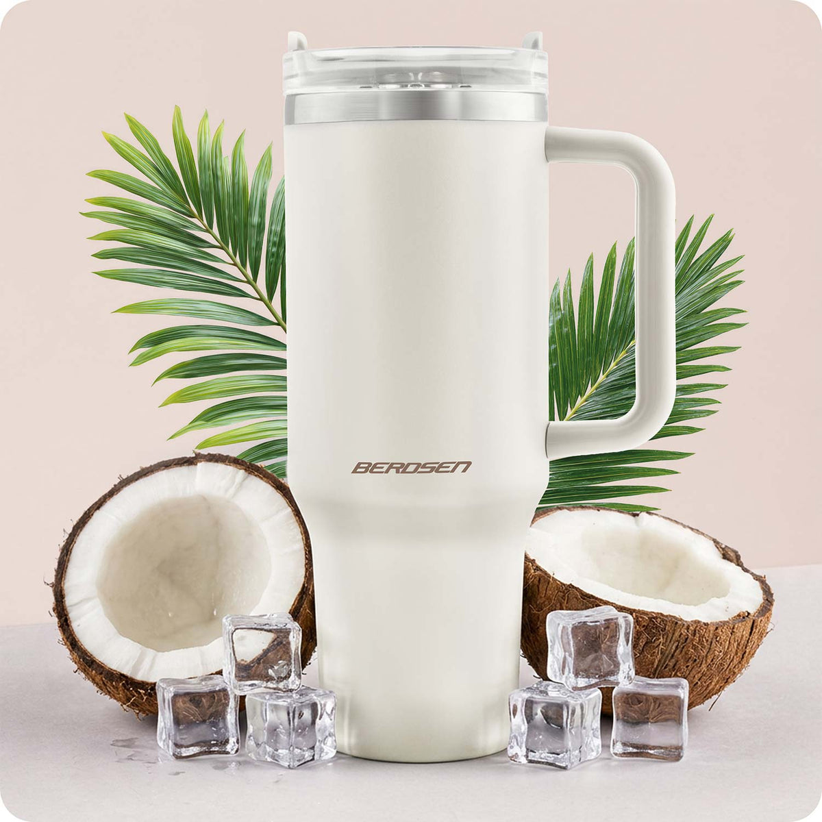 Termopuodelis su šiaudeliu Berdsen, 1180 ml, kreminis