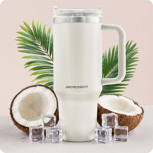Termopuodelis su šiaudeliu Berdsen, 1180 ml, kreminis
